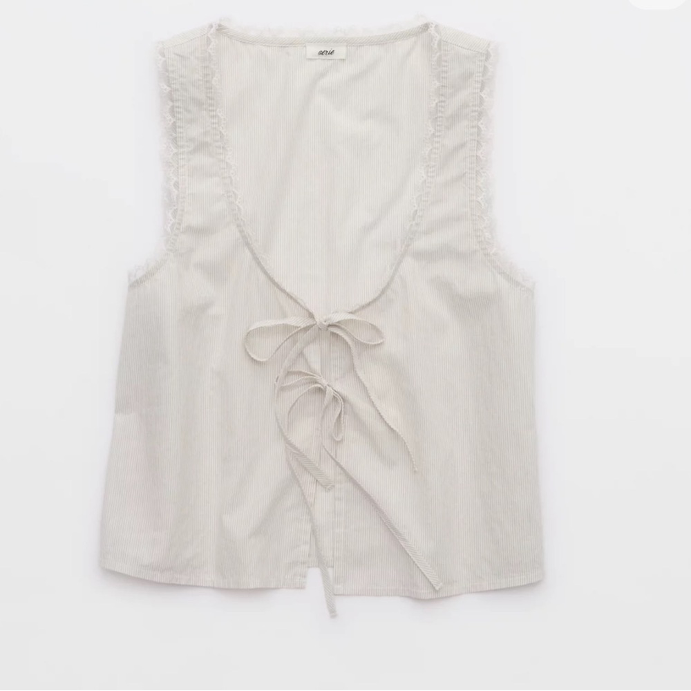 Aerie Sleeveless Lace-Trimmed Top pinstriped pajama set